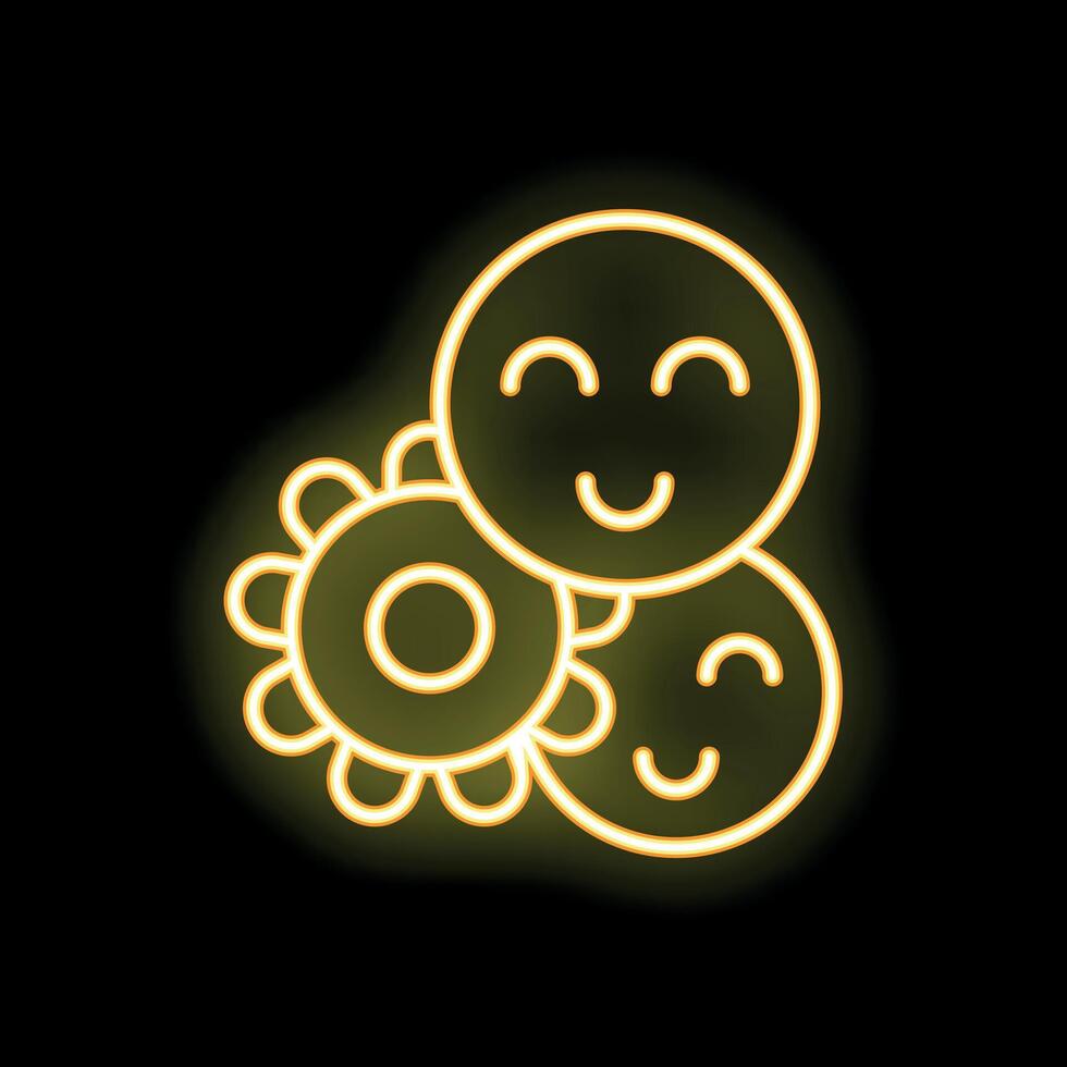 Neon icon of teamwork leading to happiness and success vector