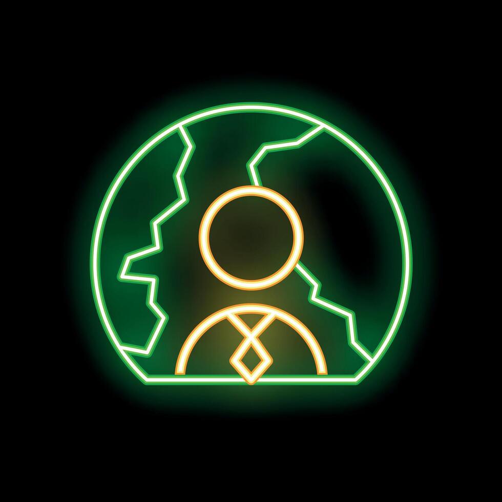 Neon sign representing a businessman trapped inside a broken gear vector