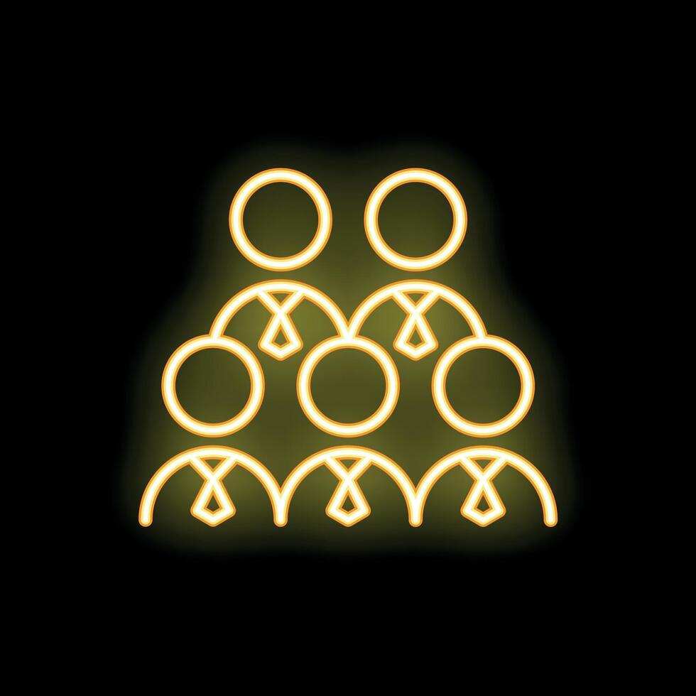 Neon icon of businessmen group forming a team vector