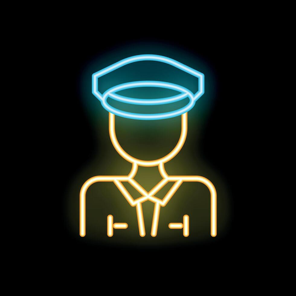 Neon sign showing a taxi driver wearing a cap vector