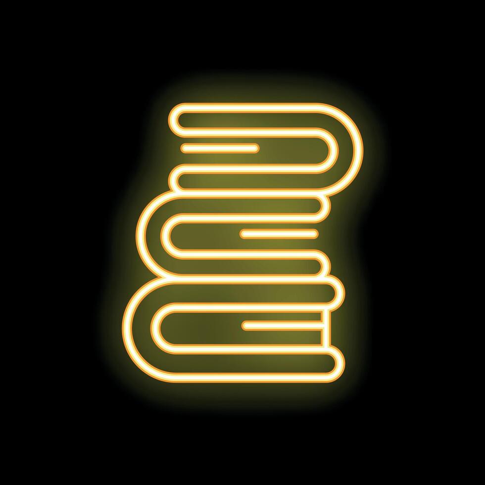 Glowing neon sign depicting stack of books for library or bookstore vector