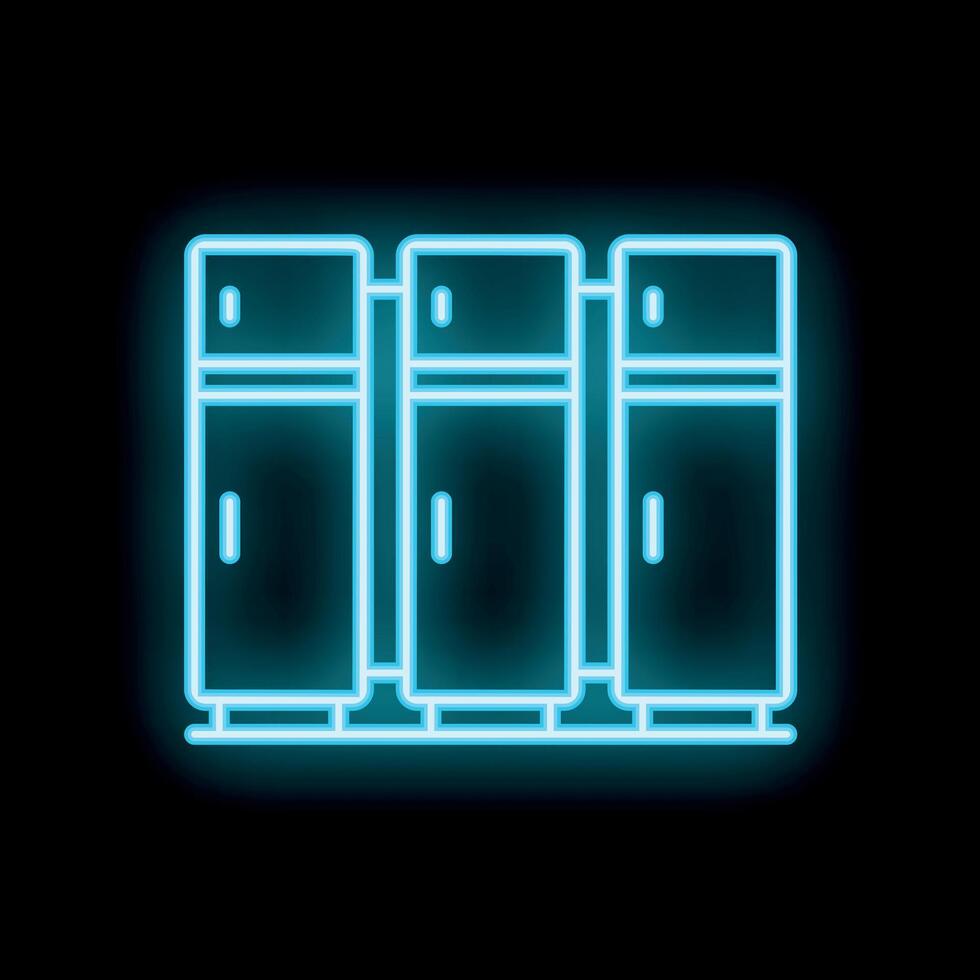 Neon icon of lockers shining on black background vector