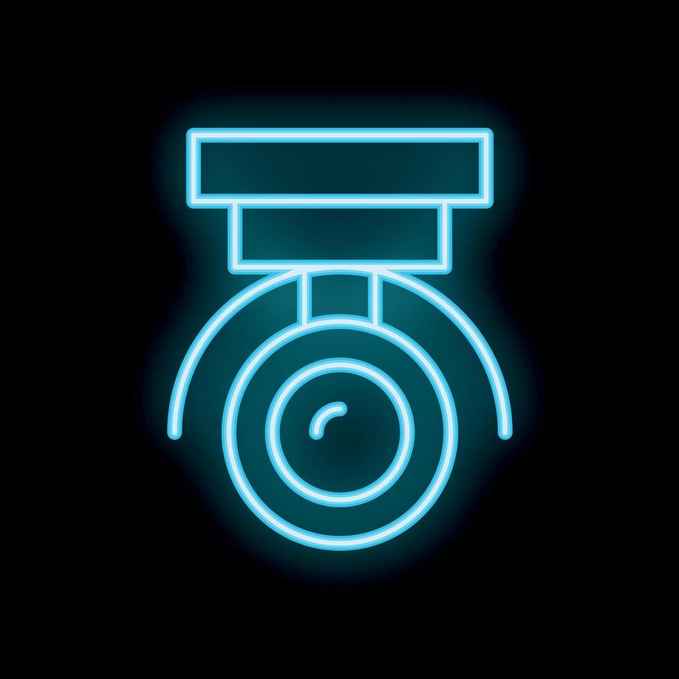 Neon icon of a ceiling spotlight shining in the dark vector