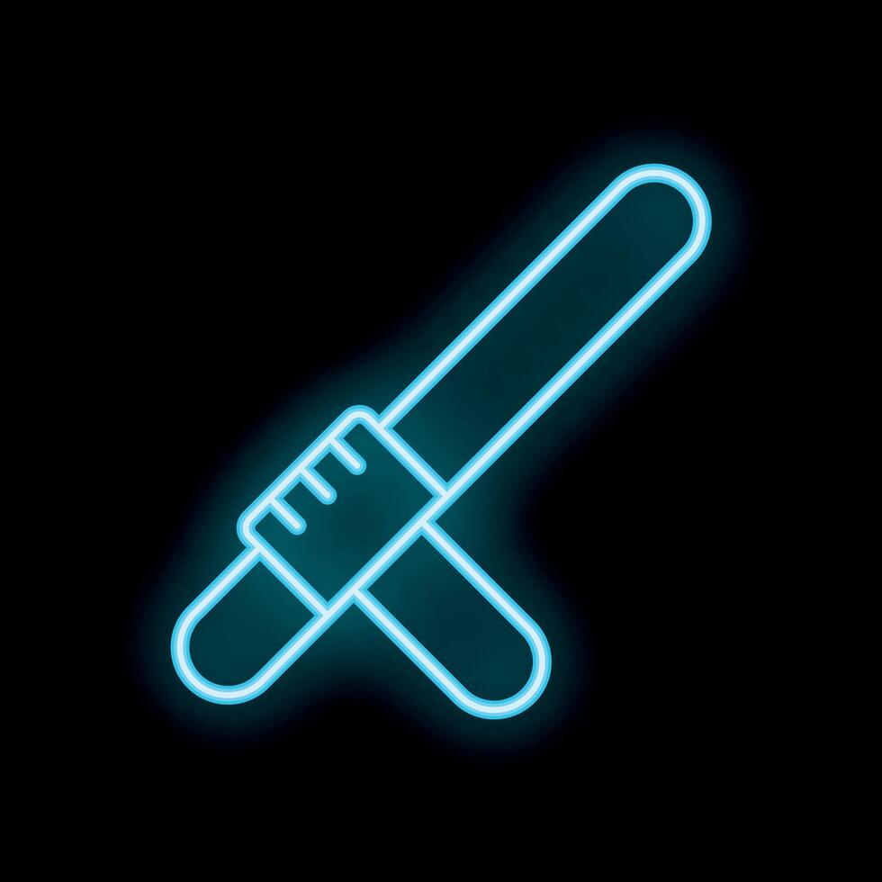 Blue neon police baton striking on black background vector