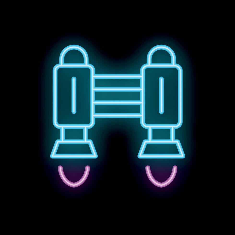Neon icon of a security gate glowing blue and purple on a black background vector