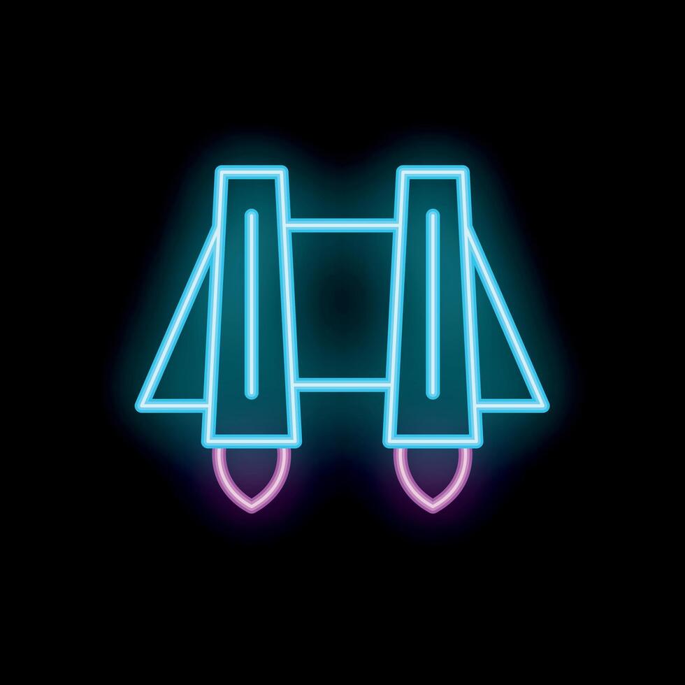 Neon icon of jetpack with two turbines launching up vector