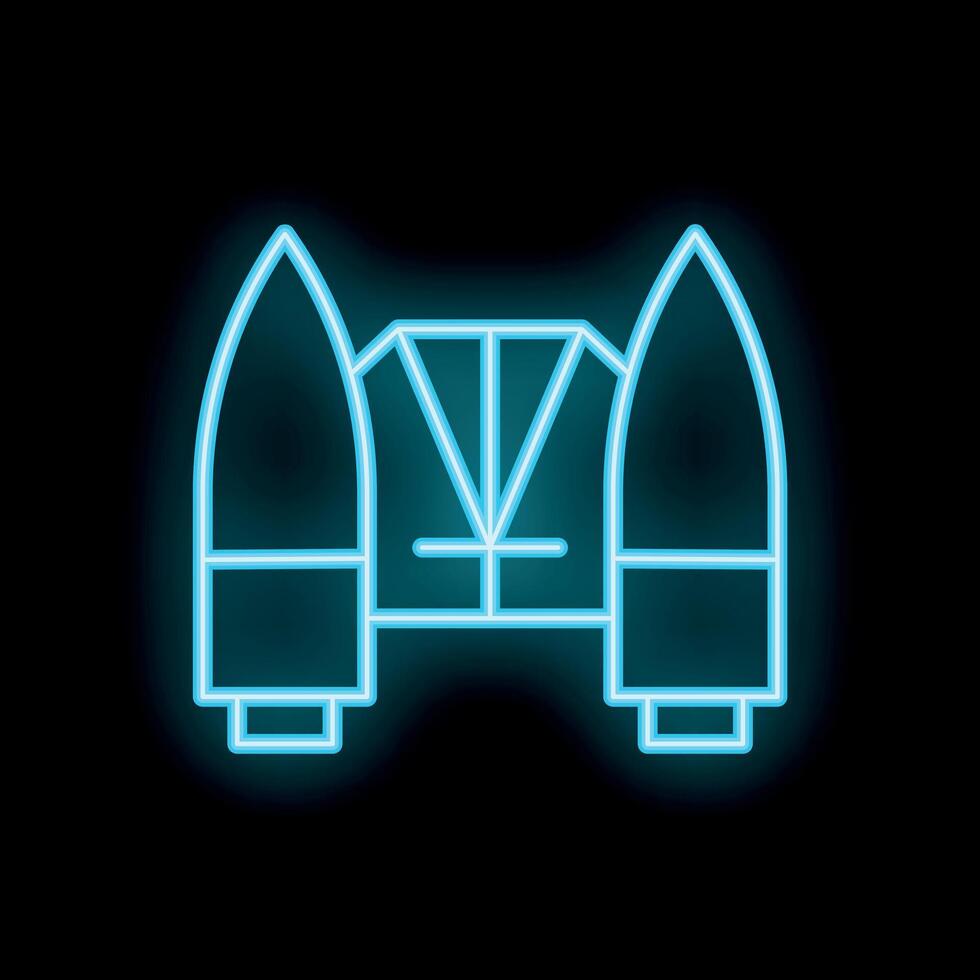 Neon life jacket icon glowing on dark background vector