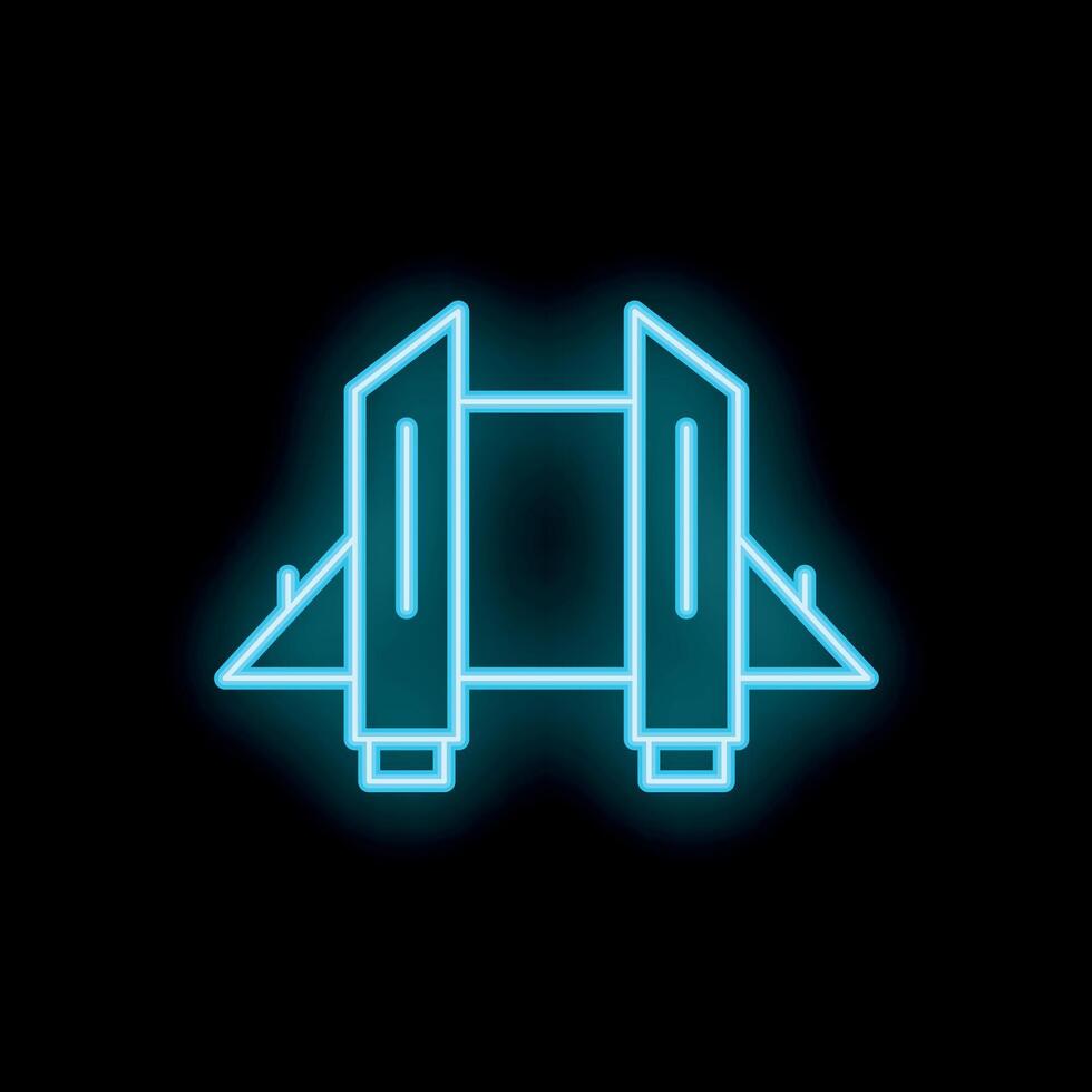 Glowing neon icon of a bridge spanning waterway on black background vector