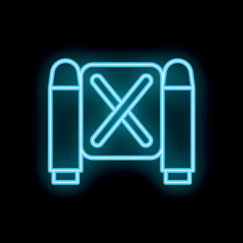 Neon sign showing a closed border crossing at night vector