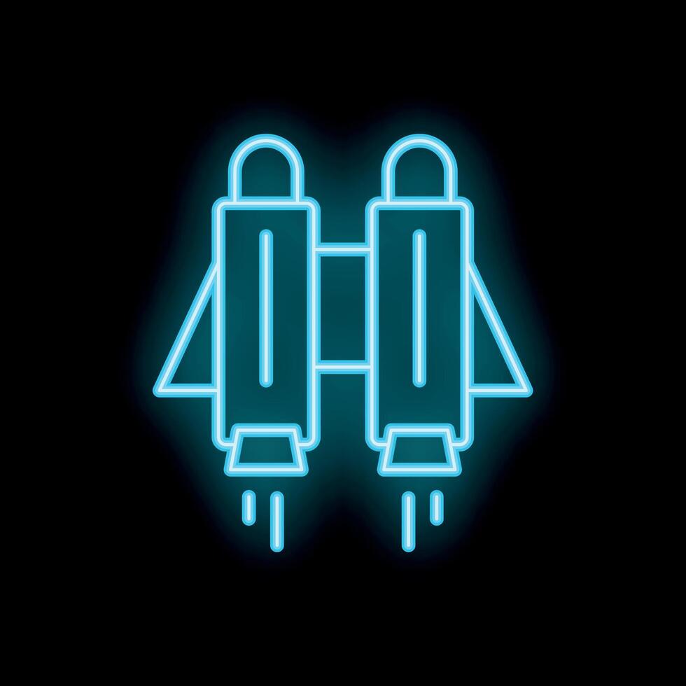 Neon jetpack launching upwards with smoke trail vector
