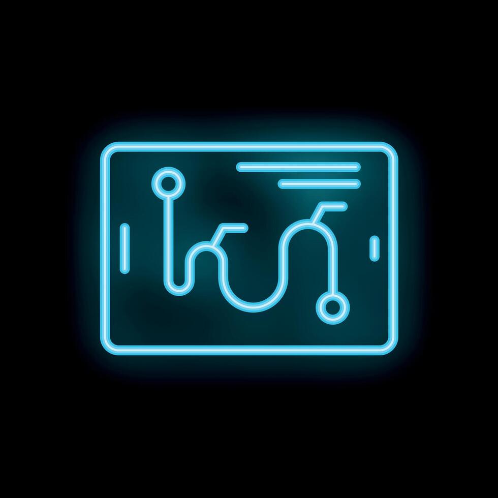 Neon tablet showing a graph with data analysis vector