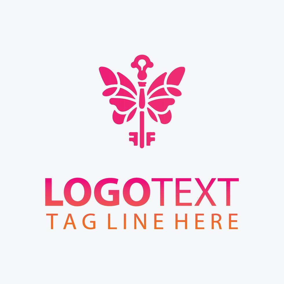 Divine Wings butterfly key logo vector