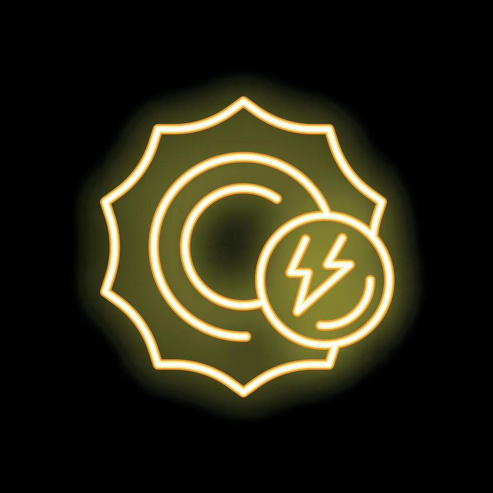 Neon yellow copyright protection sign with lightning icon representing intellectual property protection vector