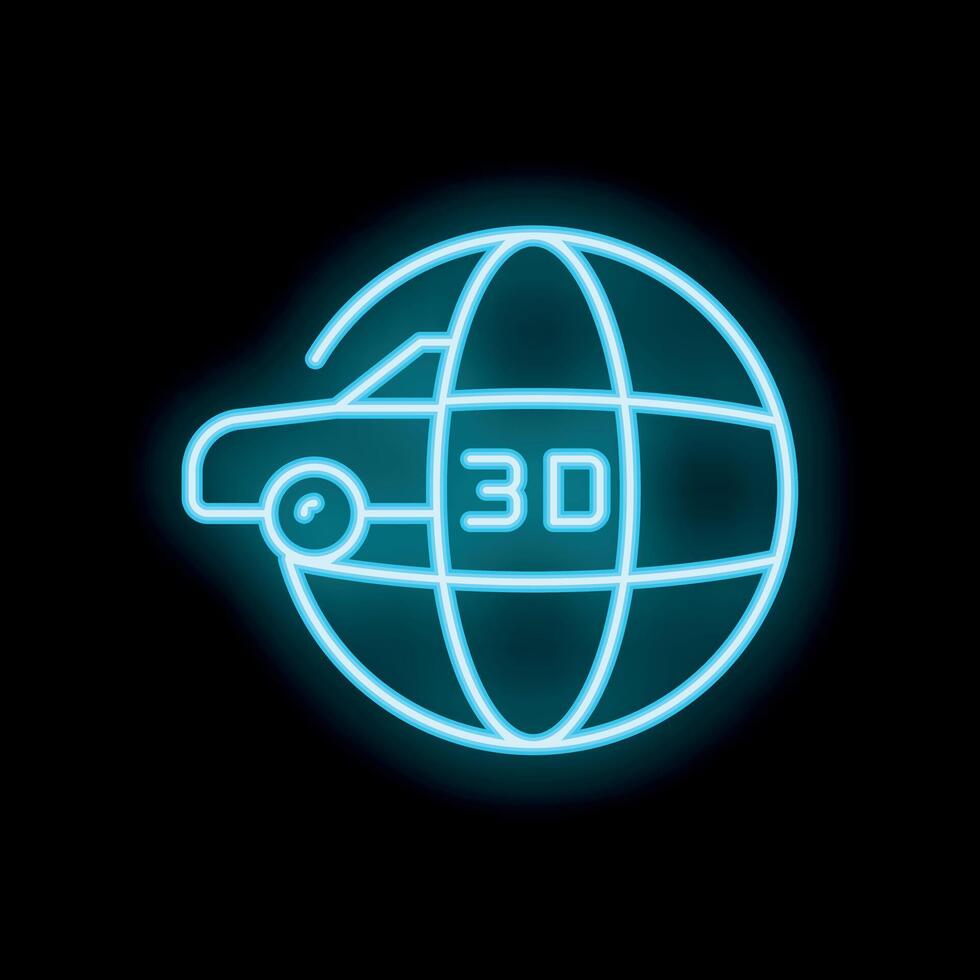 Neon icon of car on globe for 3d printing worldwide vector