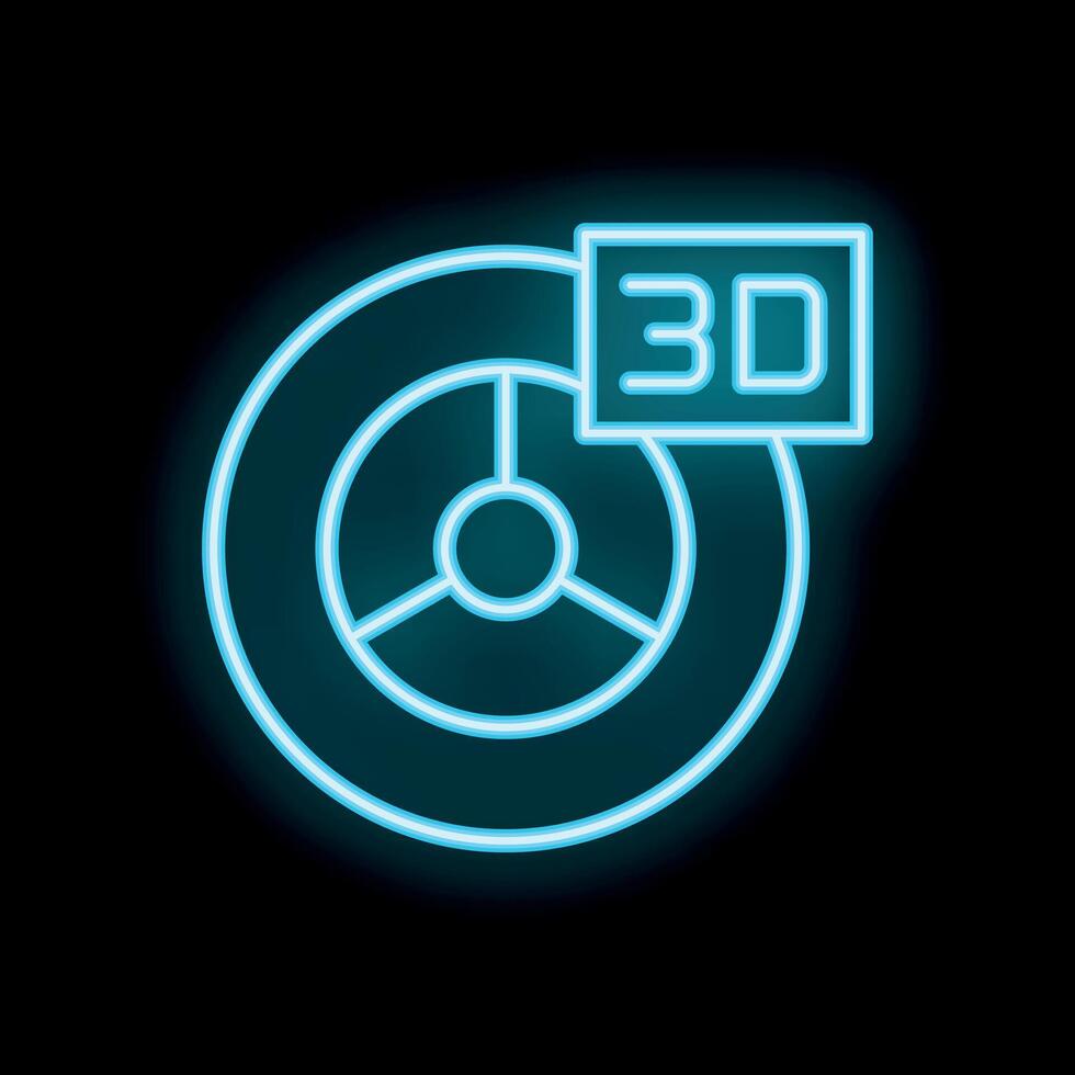 Blue neon 3d printing sign on a black background vector