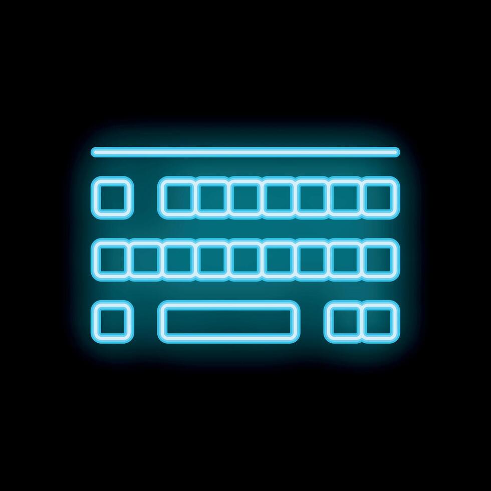 Neon keyboard shining on black background vector