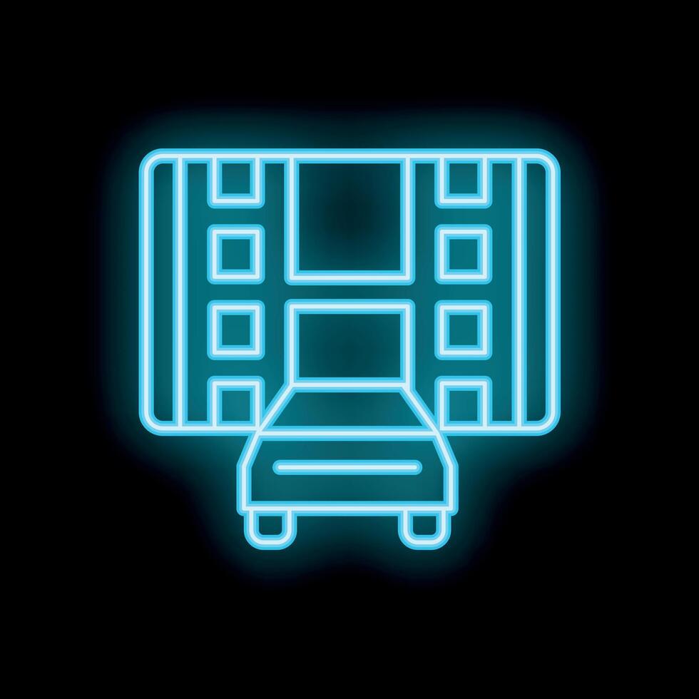 Neon sign showing drive in theater with car parking vector