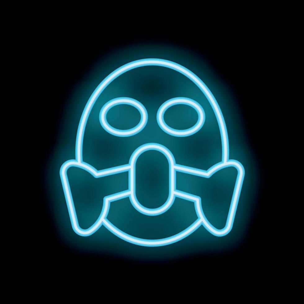 Neon gas mask glowing on black background vector