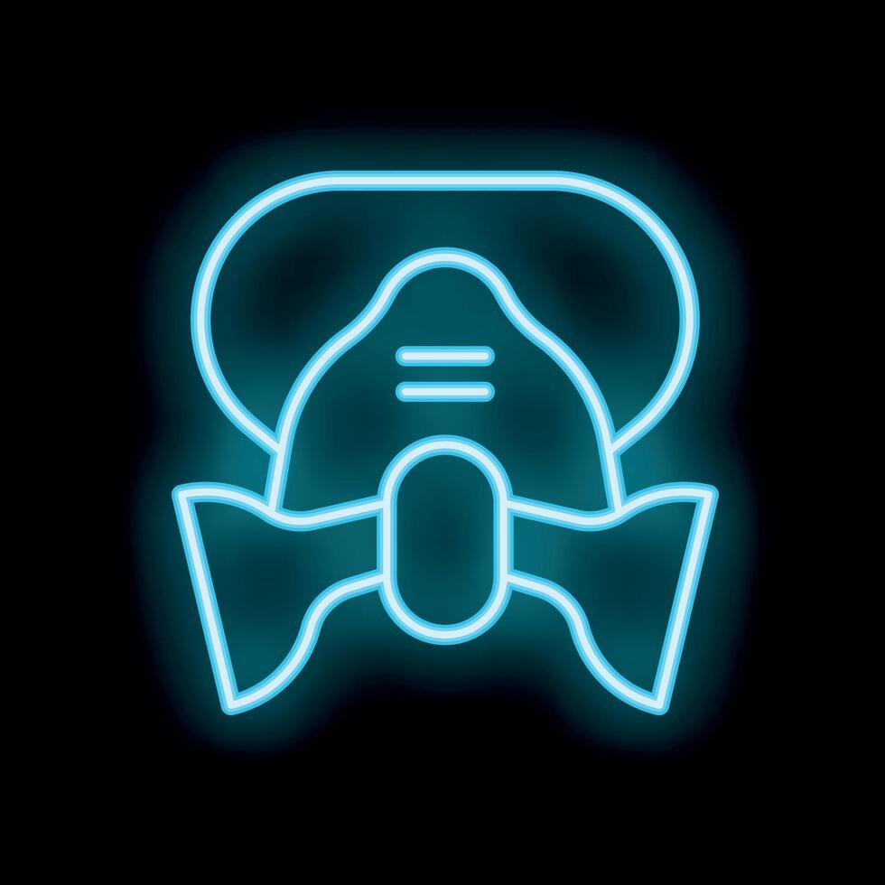 Neon respirator icon glowing on dark background vector