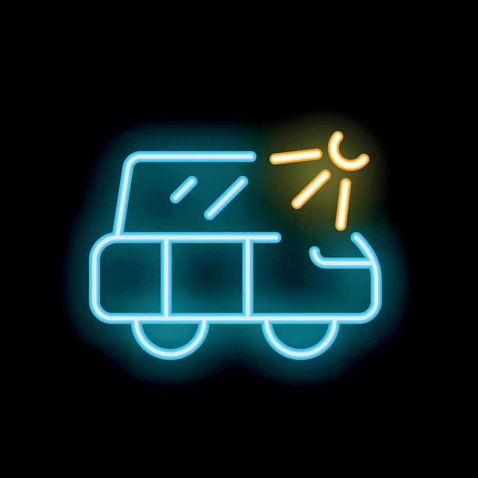 Neon icon of a car drying under the sun after being washed vector