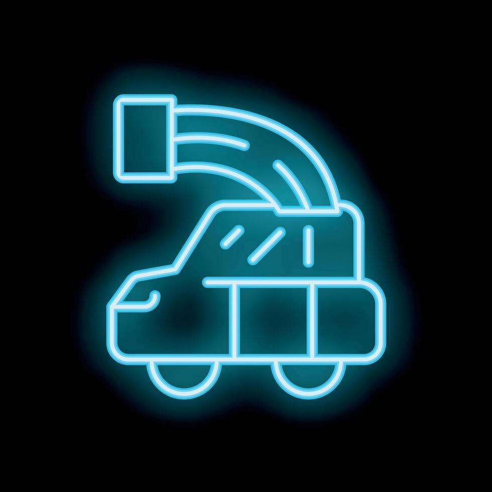 Neon sign of a car being towed away on a black background vector