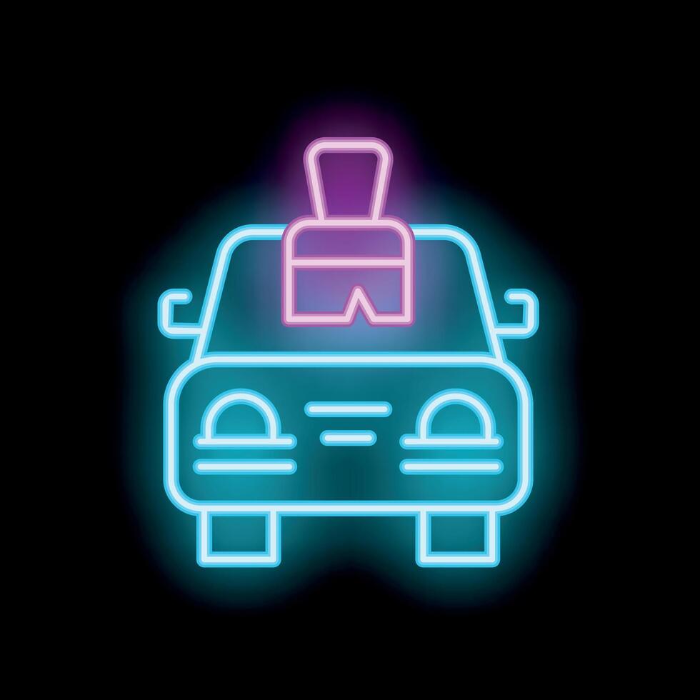 Neon sign showing a paint brush on top of a car symbolizing car painting vector