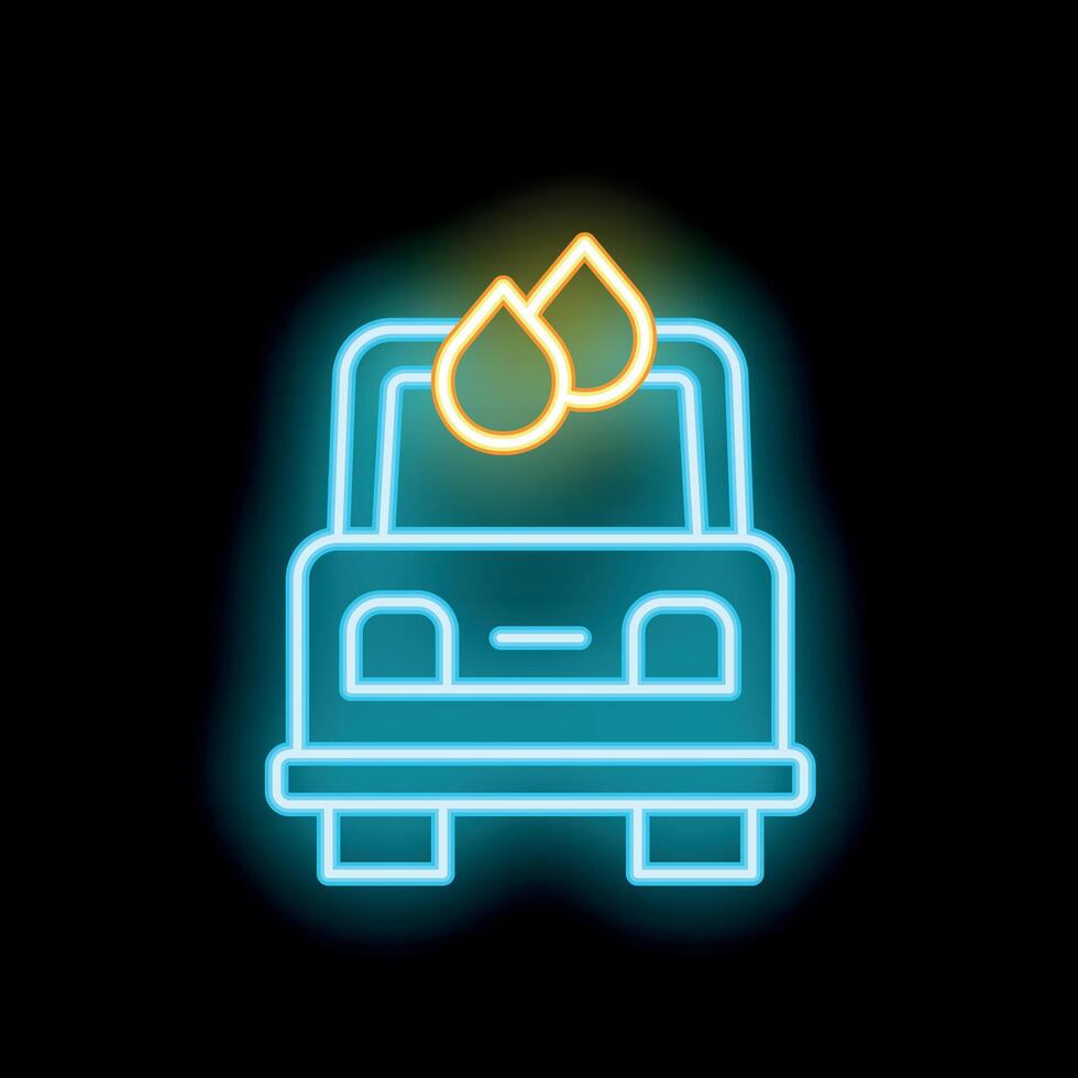 Neon icon of car wash service on black background vector