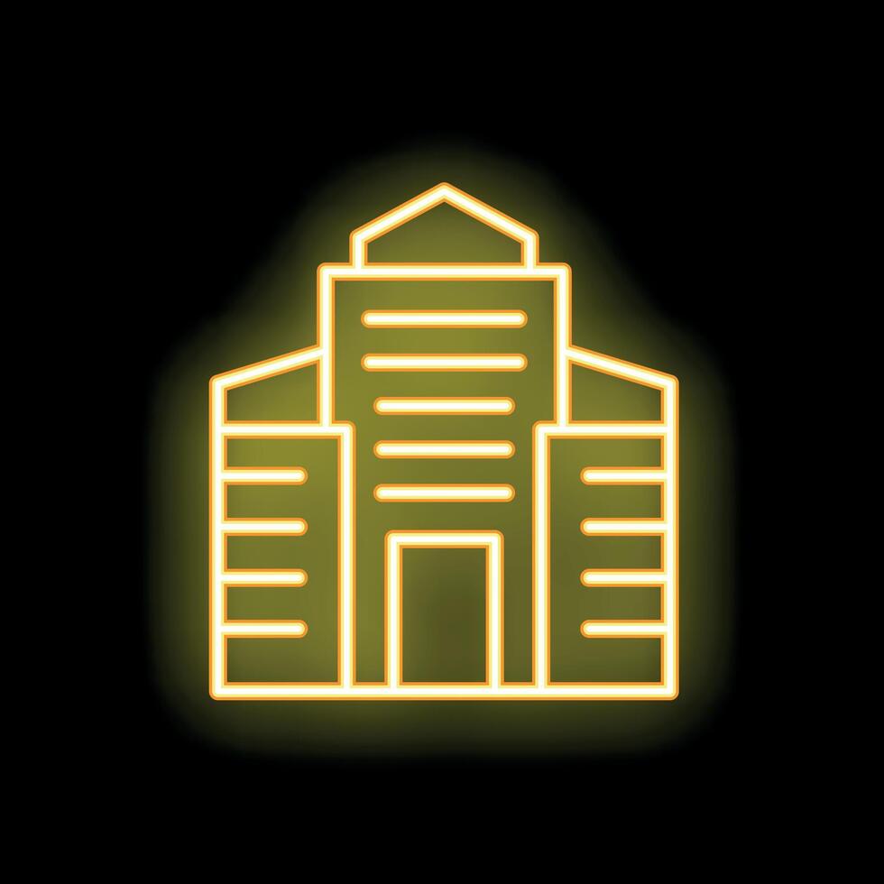 Yellow neon sign of generic office building on black background vector