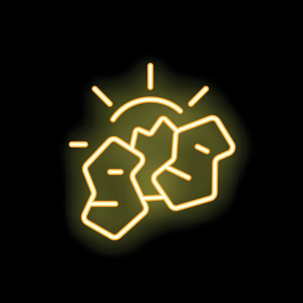 Neon icon of rocks representing stability, strength and success vector