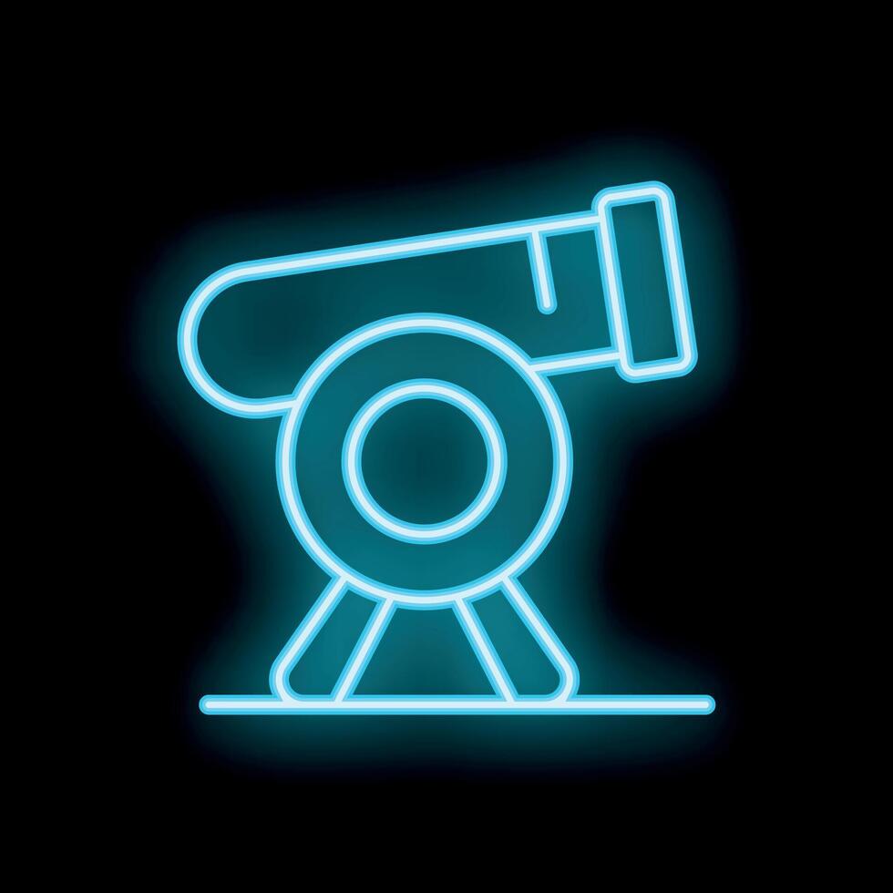 Neon cannon shooting light blue beams in the dark vector