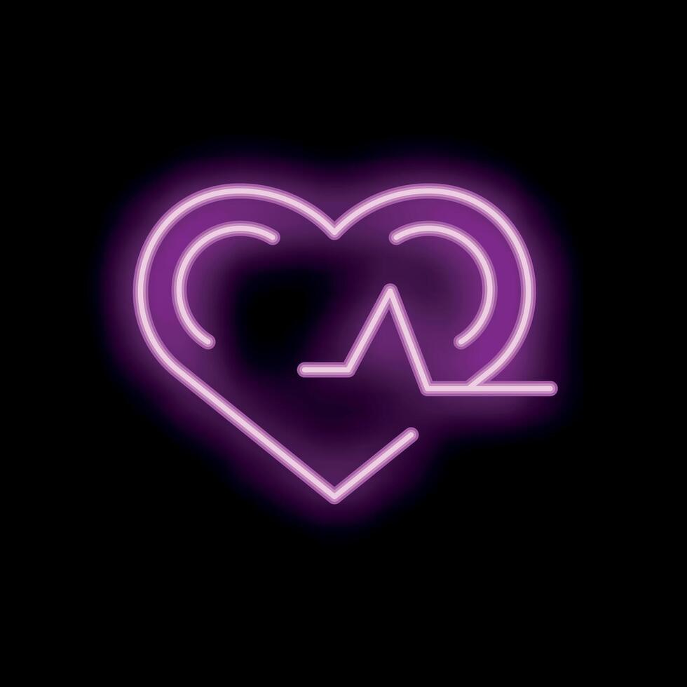 Neon heartbeat showing healthcare and cardiology vector