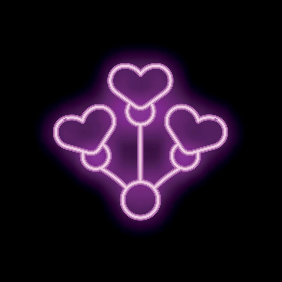 Neon love connection glowing brightly on black background vector