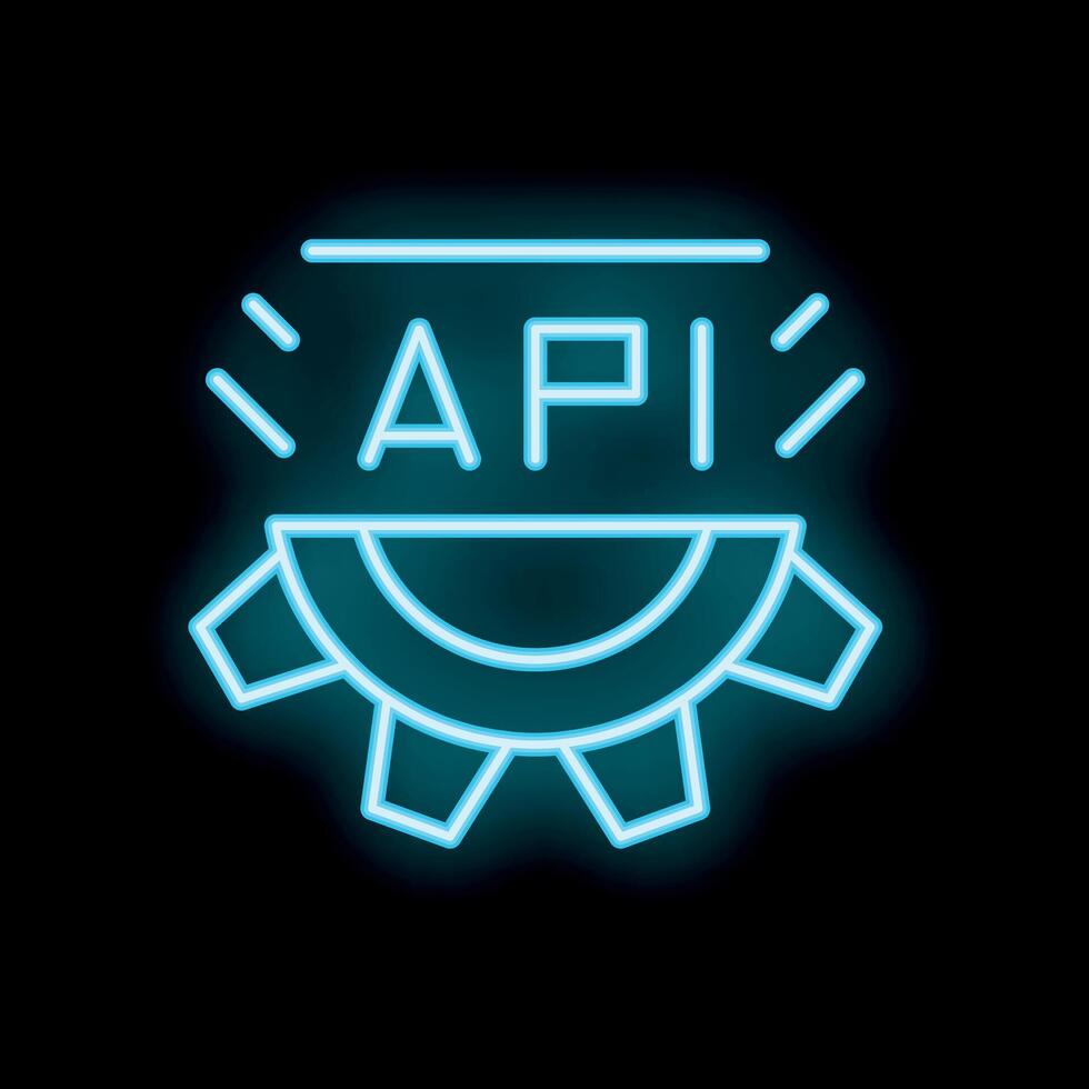 Neon style api icon depicting software development vector