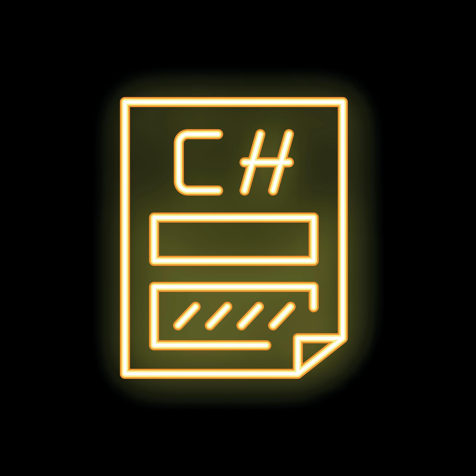C sharp programming language neon sign icon showing software ...
