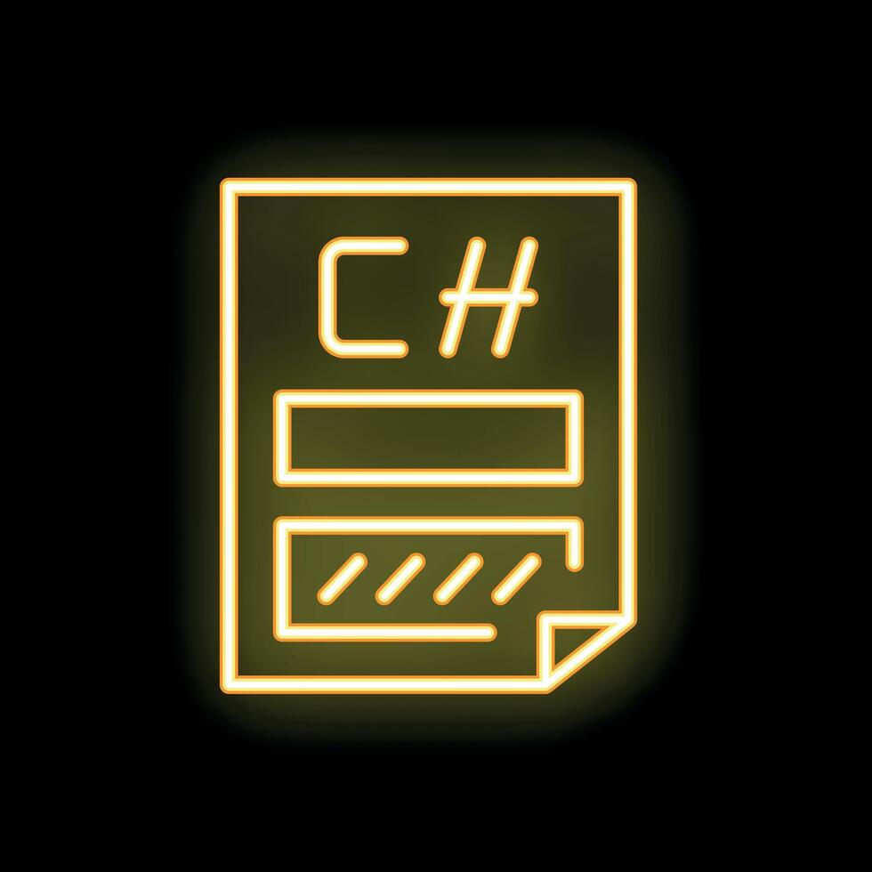 C sharp programming language neon sign icon showing software development vector