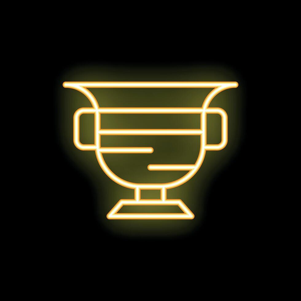 Glowing neon line amphora icon representing history and culture vector