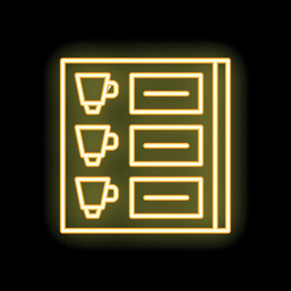 Glowing neon line coffee machine icon isolated on black background vector