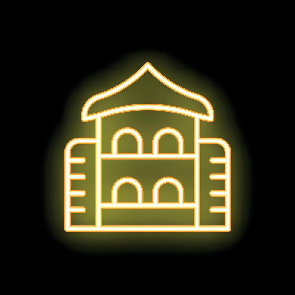 Glowing neon icon of traditional chinese house for decoration vector