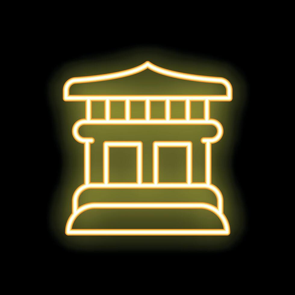 Glowing neon icon of traditional japanese building on black background vector