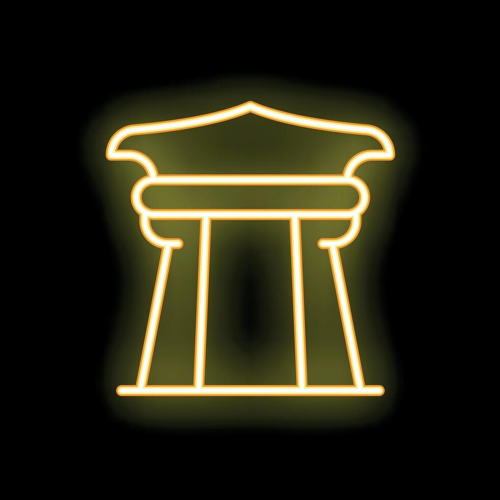 Neon style icon of classic greek column capital showing law justice and history vector