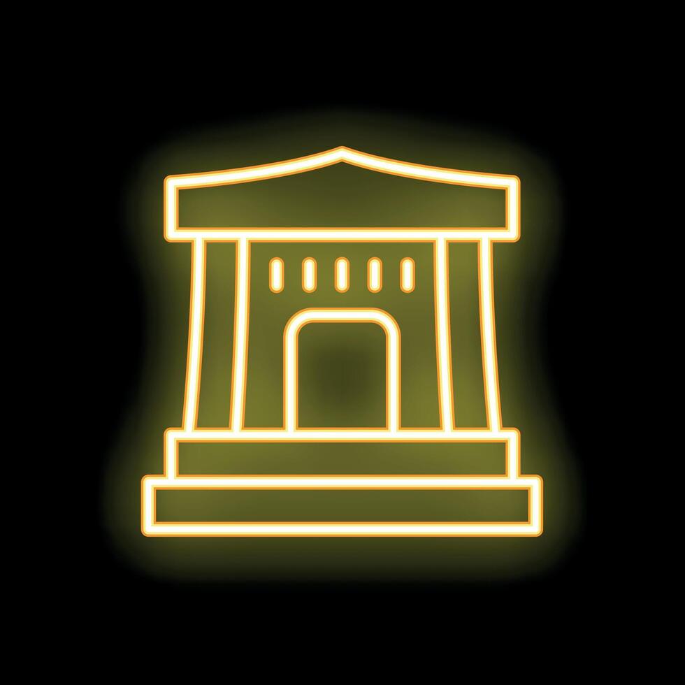 Glowing neon icon of a courthouse or bank building on a black background vector