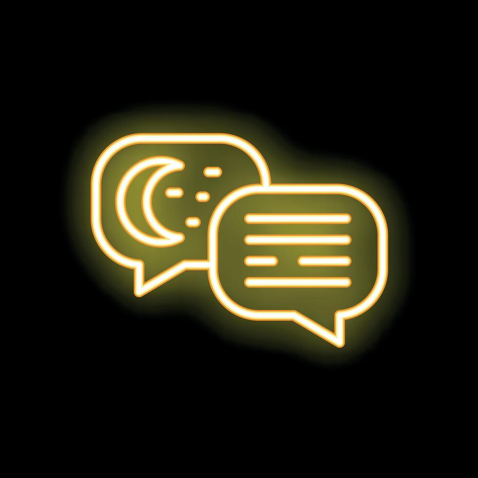 Neon icon of two speech bubbles showing night conversation vector