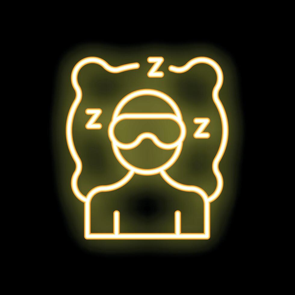 Man sleeping with sleep mask neon light sign graphic illustration design vector
