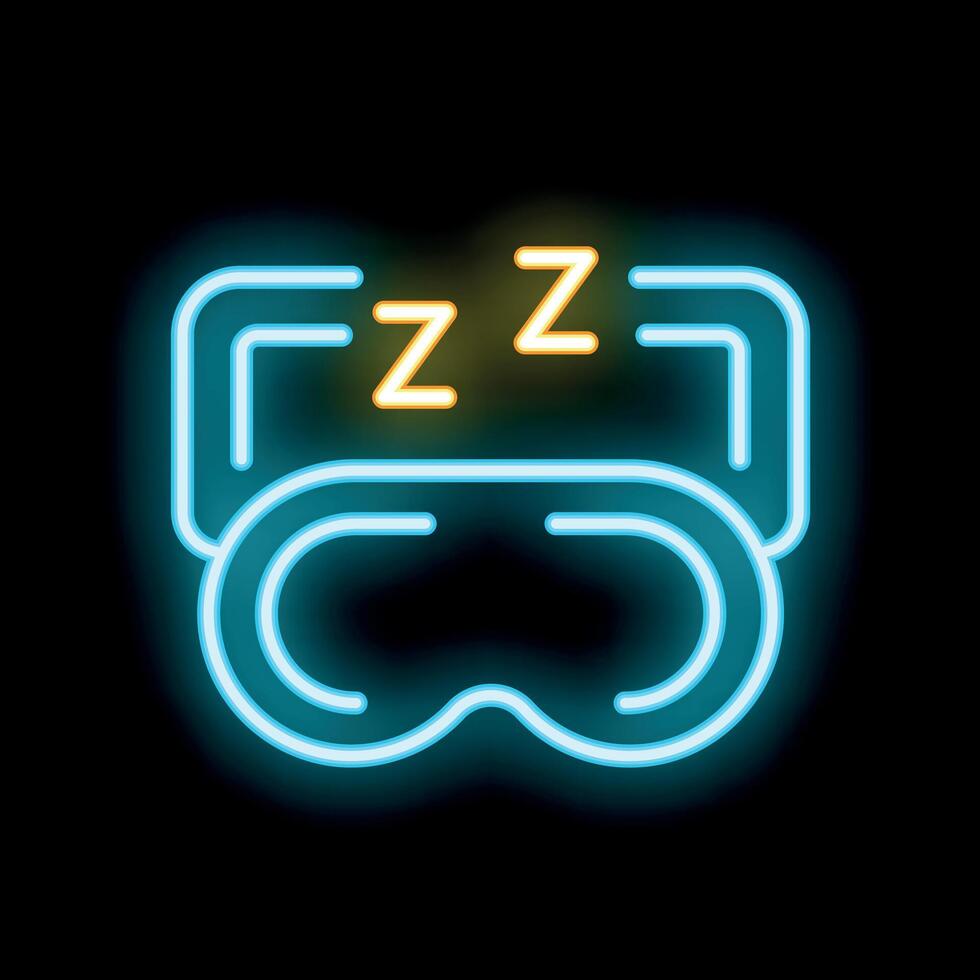 Neon sleep mask glowing on black background vector