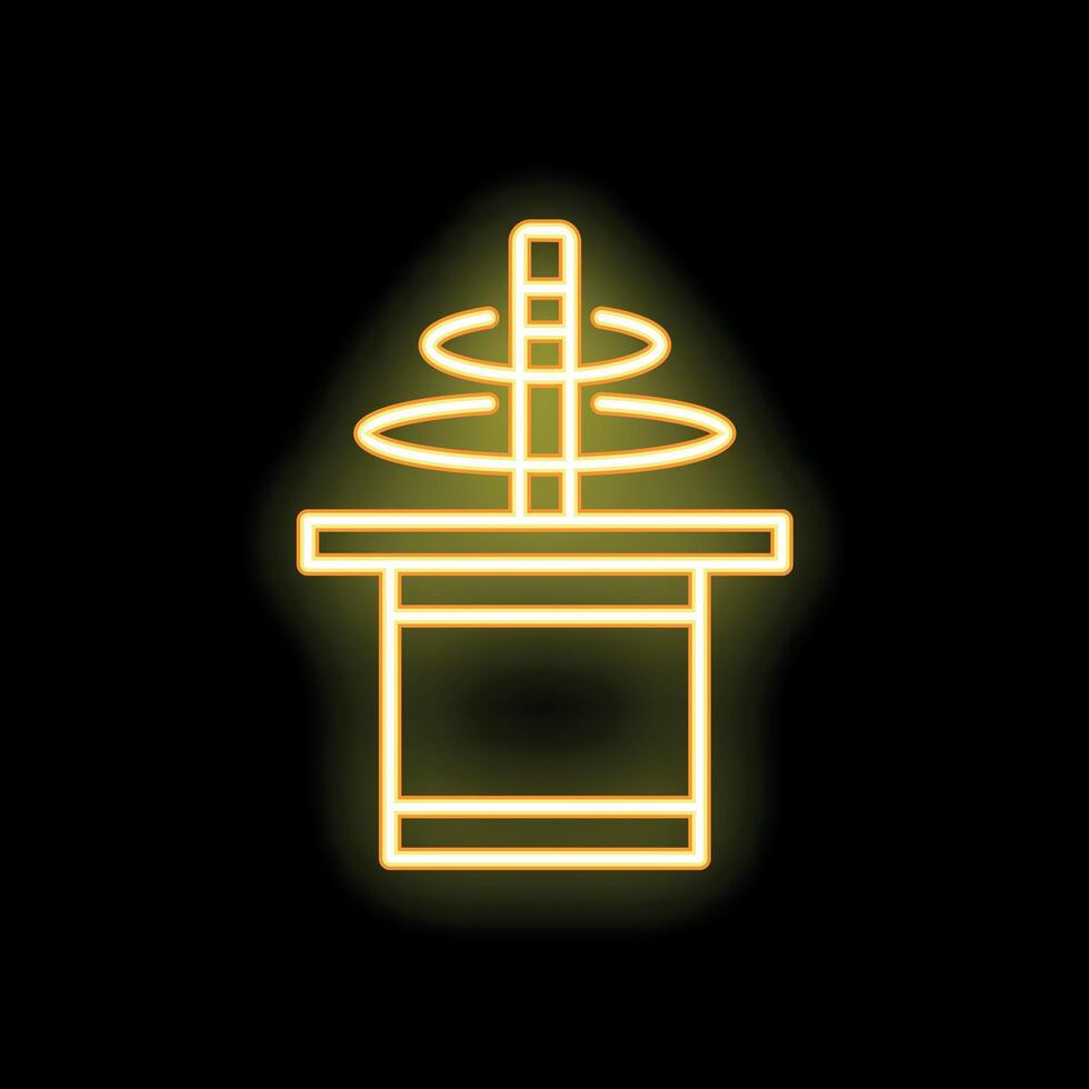 Tesla coil experiment glowing with yellow neon light vector