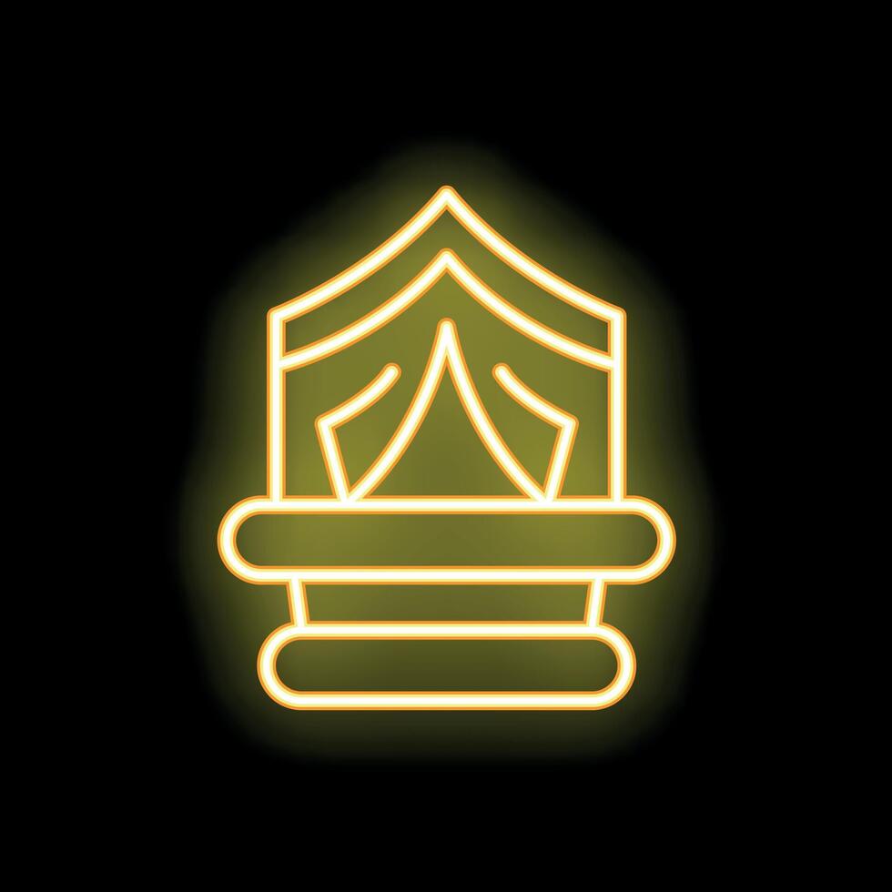 Glowing neon icon of military rank insignia on black background vector