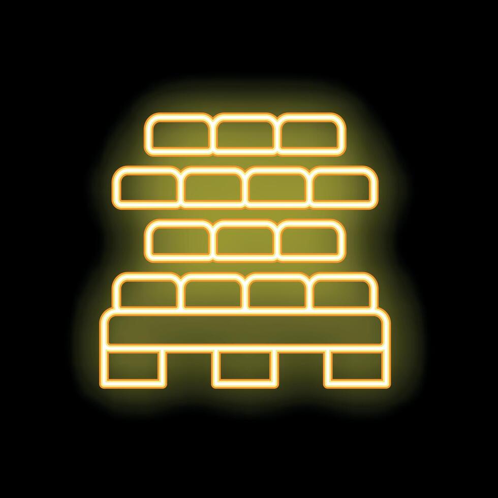 Neon icon of empty rows of seats glowing yellow on black background vector