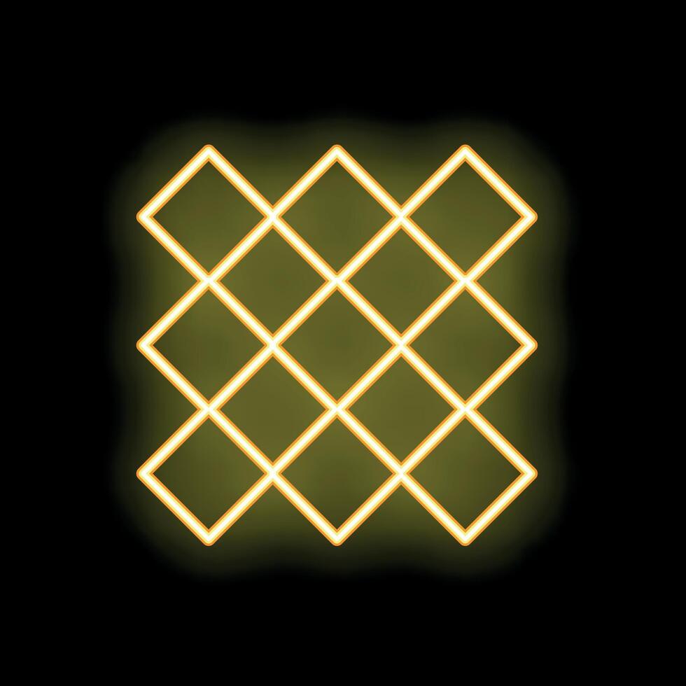 Neon yellow grid pattern glowing on black background vector