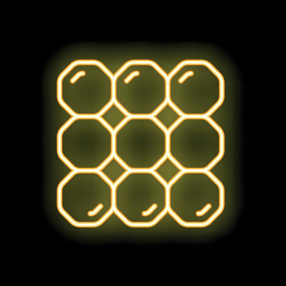 Neon yellow honeycomb representing teamwork and sweetness on black background vector