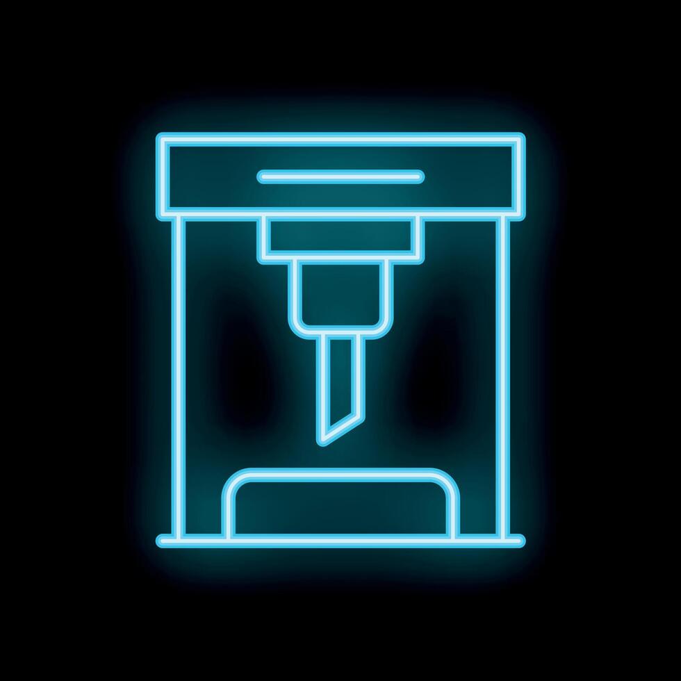 Neon icon of a 3d printer printing a prototype vector